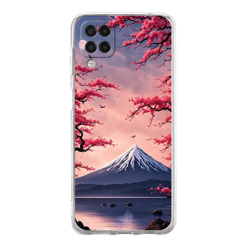 Phone Case For Samsung A13 A33 A35 A55 A73 A53 A23 A51 A71 A21S A41 A05s A03S A15 A25 5G Cover Japan Mount Fuji Cherry blossom