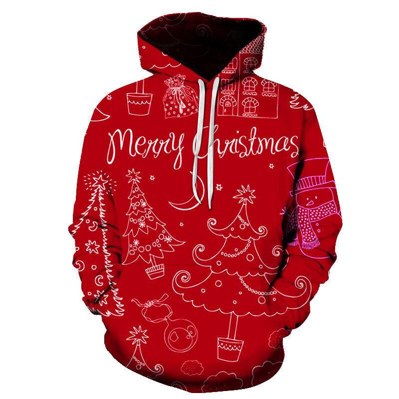 2023 New 3D Print Christmas Collection Men's and Women's Hooded Sweatshirts Fashionable Casual Long Sleeve Holiday Party Clothes
