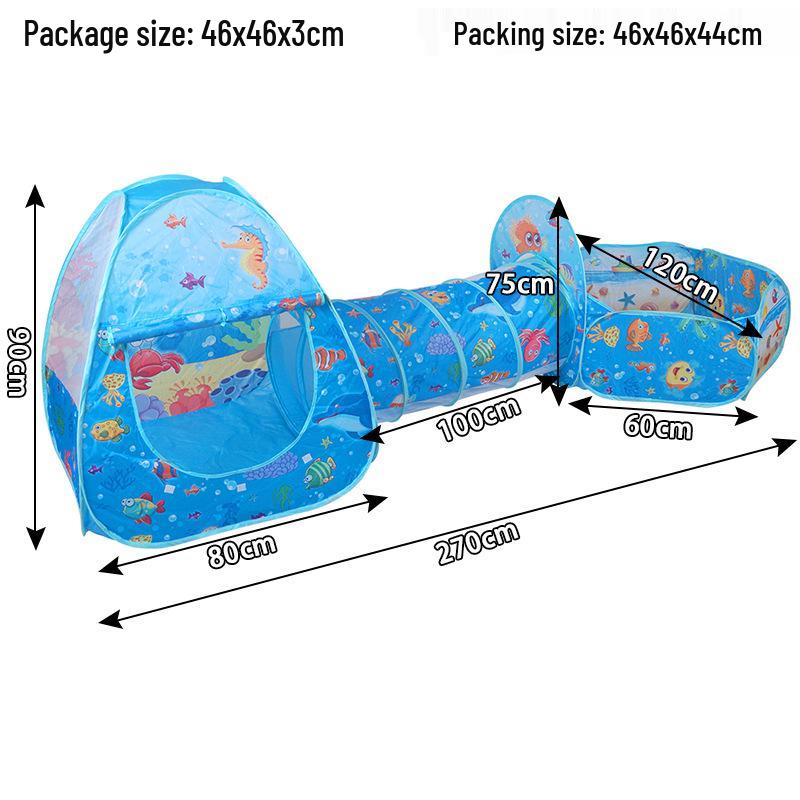 Extra-Large 3-in-1 Kids' Play Tent with Tunnel, Hoops & Ball Pit