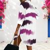 Women Plus Size Collared Neck Long Sleeve Blue Printed Shirt Dress Button Front Curved Hem