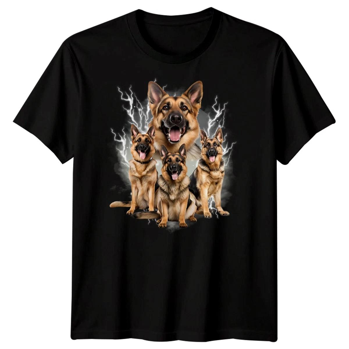 German Shepherd Dogs Lightning Animal Mens T shirt 4XL