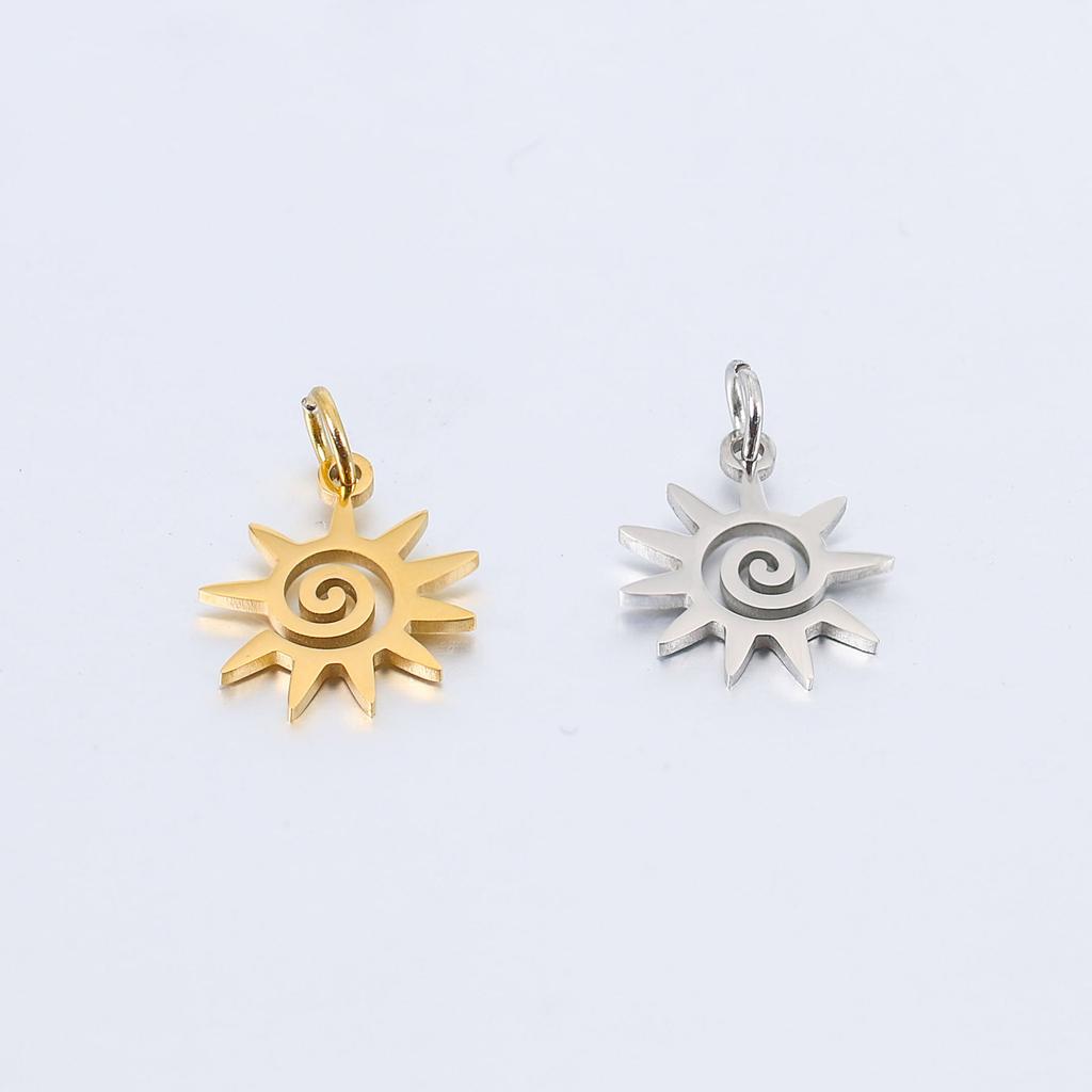 Stainless Steel Sun Charm Pendant for DIY Necklace Bracelet Earrings Jewelry Accessories Gold Silver Color Personalized