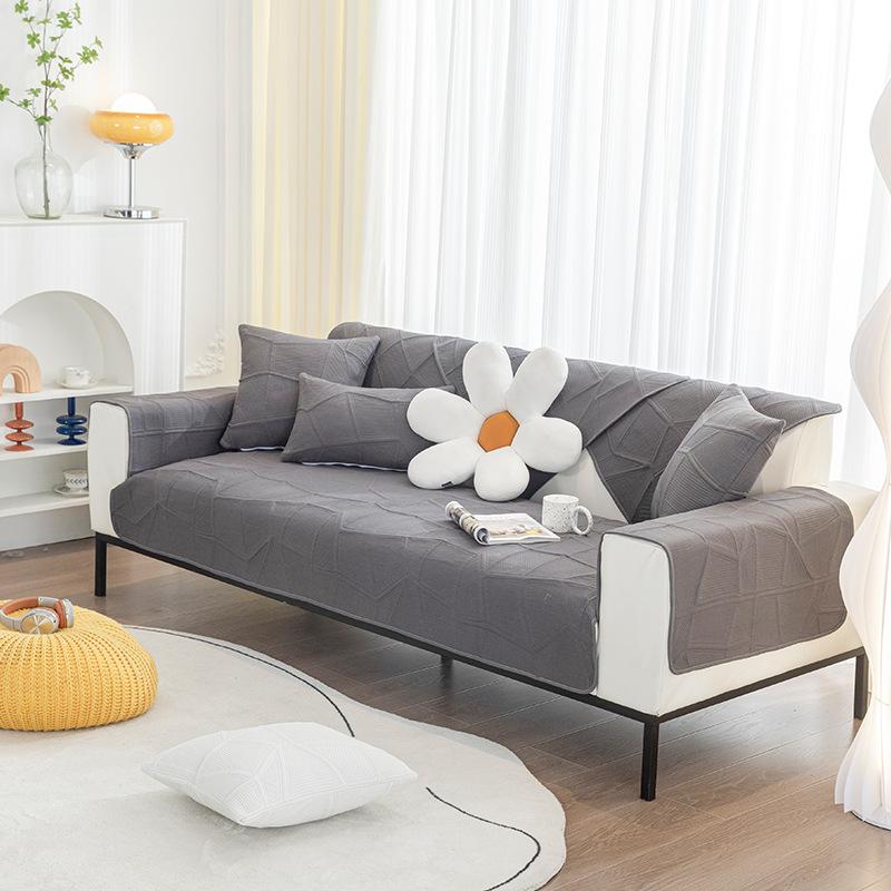 7-цветная подушка для дивана универсальная нескользящая подушка для дивана Four Seasons однотонная спинка дивана для гостиной подлокотник полотенце с вышивкой 70x70cm серый 2490₽