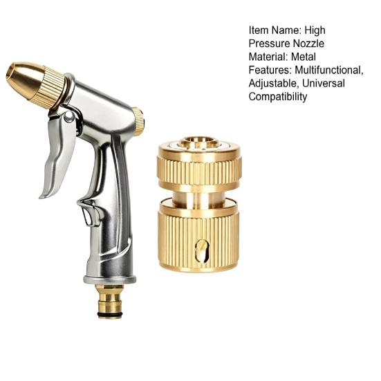 High Pressure Hose Nozzle Adjustable Car Wash Hose Nozzle Garden Hose Nozzle for Car Washing Yard Cleaning Garden Watering