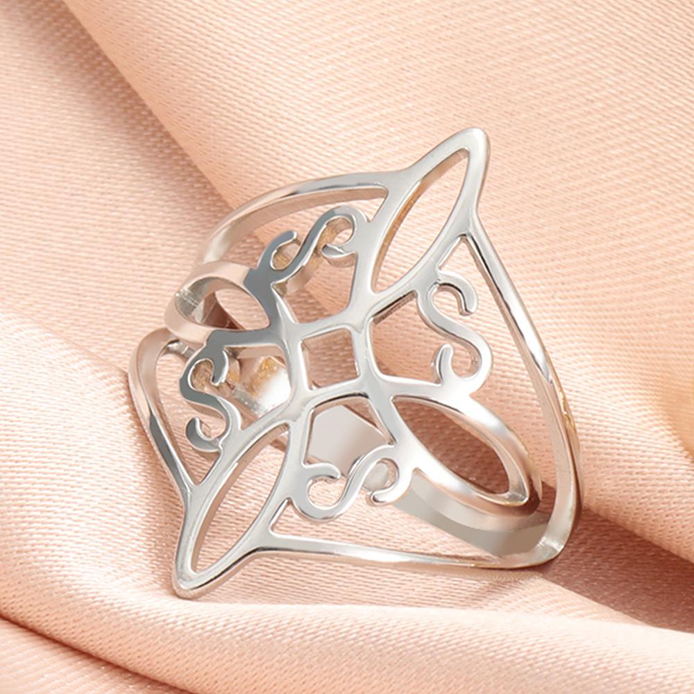 Witch Knot Stainless Steel Ring Wiccan Cross Celtics Knot Women Men Rings Witchcraft Good Luck Protection Amulet Birthday Gifts