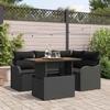 Garden Sofa Set with Storage 5 pcs Black Poly Rattan