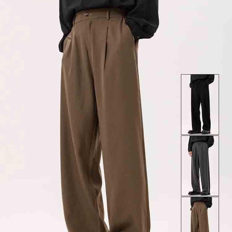 Men's Japanese-Style Wide-Leg Trousers - Casual & Trendy for Spring & Autumn