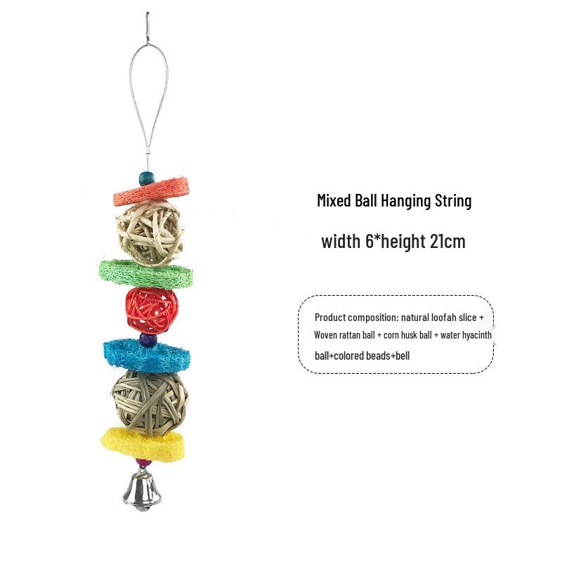 Straw Woven Chewing Toys & Decorative Hanging String for Bird Cages