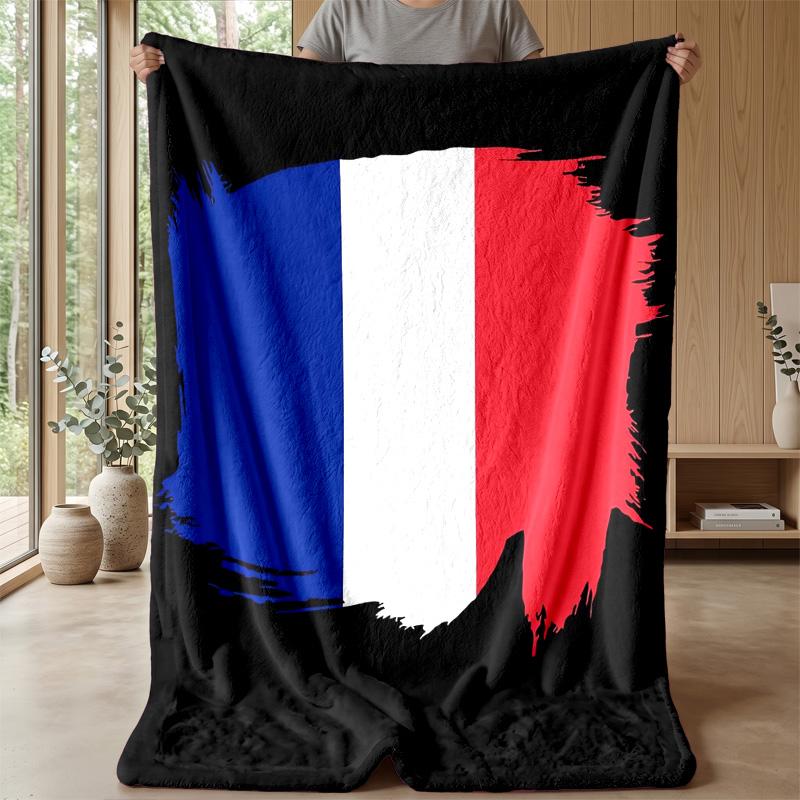 France National Football Team Theme Blanket Soft Flannel Blanket Plush Throw Blanket Cozy Sofa Bed Blanket for Home Decor
