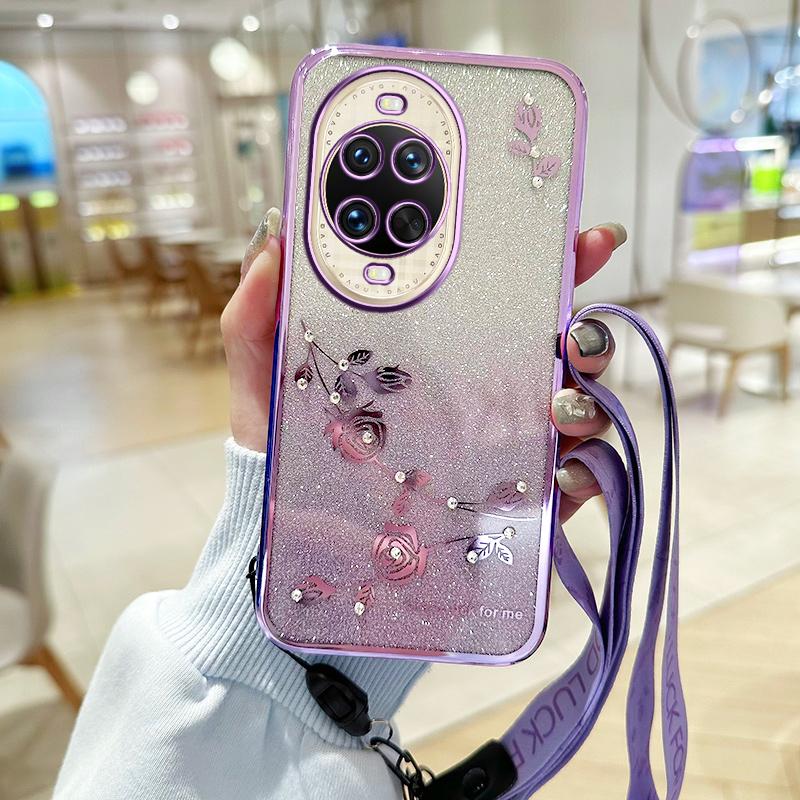 

KADEM Чехол для Huawei nova 14 Ultra 5G с цветочным узором, градиентная TPU накладка для телефона со шнурками Purple