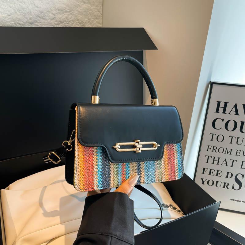 2025 trendy new fashion simple design popular contrasting colors foreign style casual shoulder crossbody portable small square bag