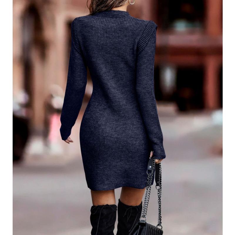 TIFICY Women's Fashion Casual Fall Winter Solid Color Print Long Sleeve O-Neck Sweaters
