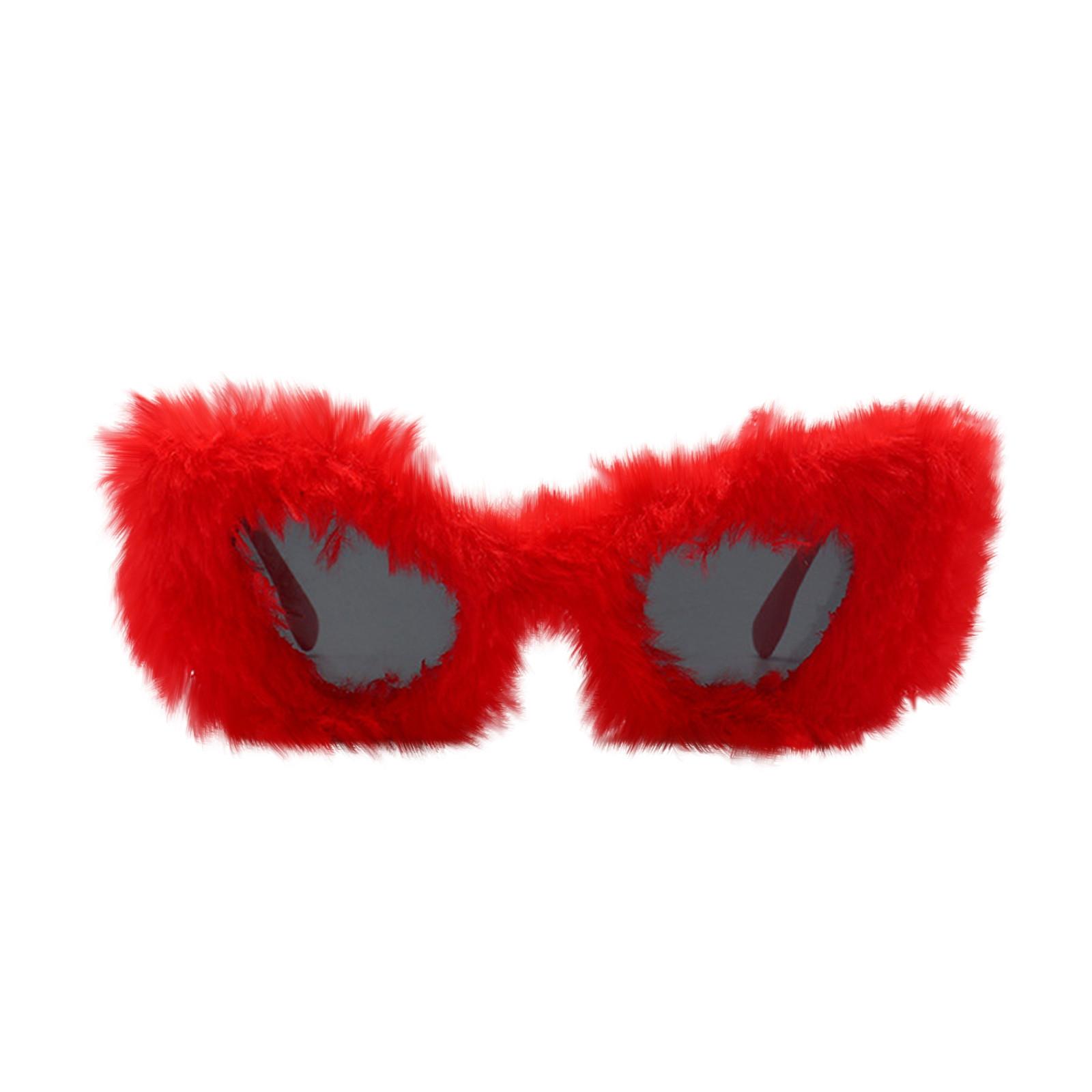 

Хэллоуин Костюм Глаза Солнцезащитные очки Женские Плюшевые Пушистые Кошачьи Розовые Солнцезащитные очки Кошачий глаз Панк Мягкий Вельвет Оттенки Солнцезащитные очки One Size красный