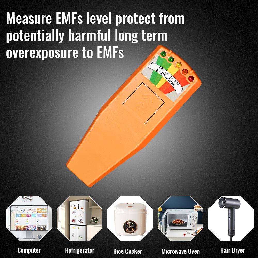 Color LED Display, 0-20 milliGauss Range, EMF Meter - Portable High and Low Magnetic Field Detector, Non-rechargeable 9V Battery