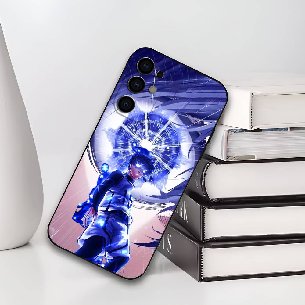 B-Blue L-Lock Phone Case For Samsung S25,S24,S21,S22,S23,S30,Ultra,S20,Plus,Fe,Lite,Soft Black Cover