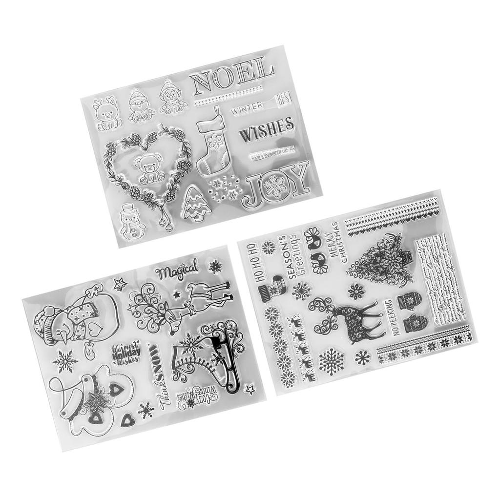 3 Stück Klare Stempel Klarer Abdruck Recycelt Sicher Weihnachten Hirsch Transparente Stempel für Bastelkarten 
