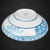 Ceramic Retro Blue & White Shallow Bowl for Noodles, Salad, Fruit, or Liangpi.