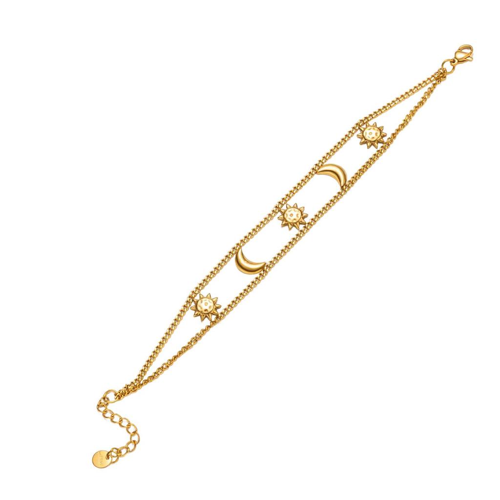 High-End Sun Moon Stainless Steel Bracelet for Women - Elegant Titanium Steel Jewelry