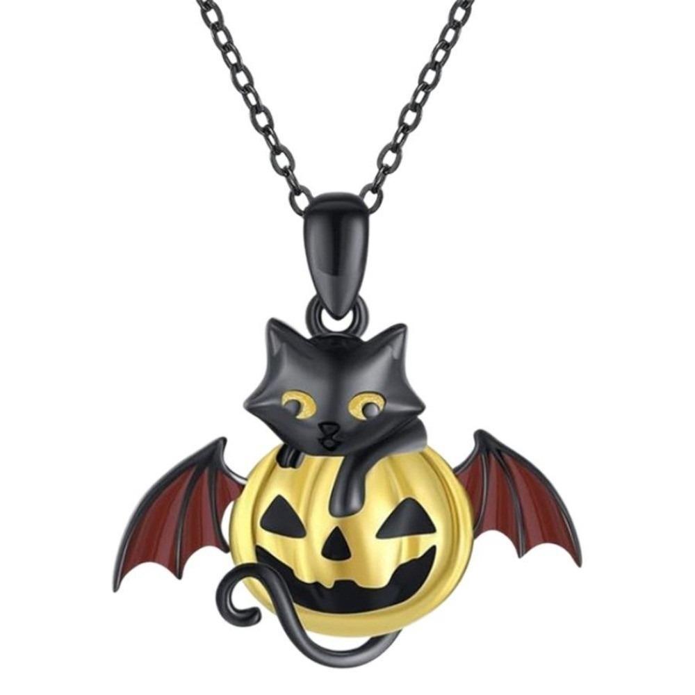 Zinc Zinc Alloy Bat Wings Pendant Necklace Red Rhinestone Halloween Heart Choker Gothic Clavicle Chain  Girls