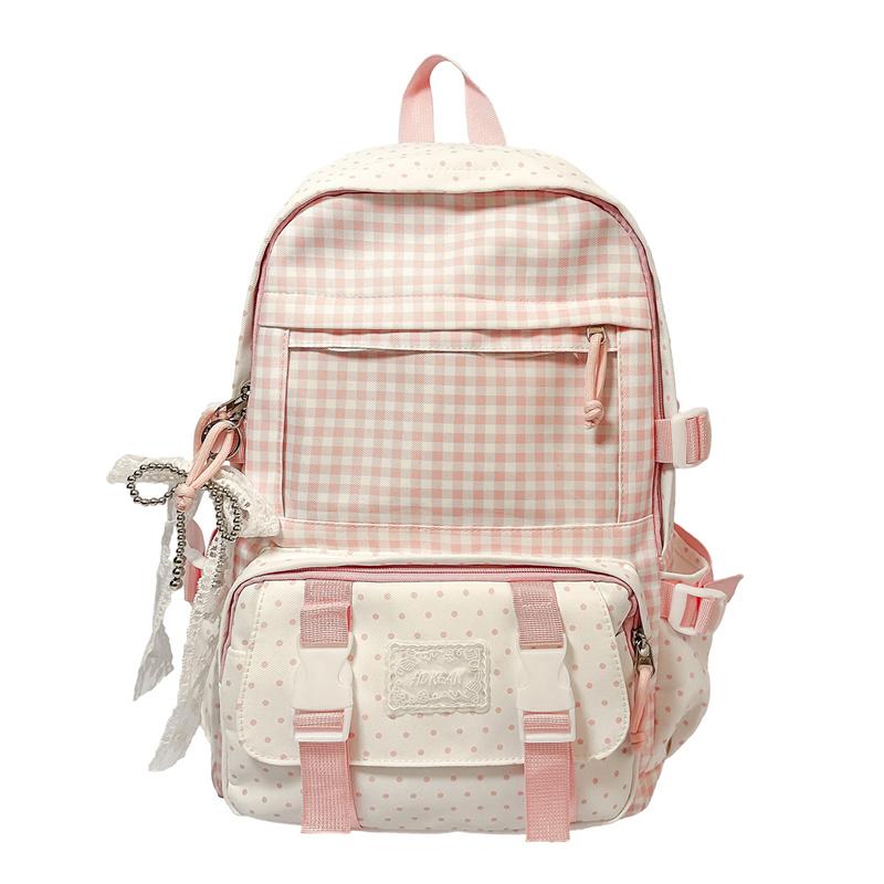Dor Plaid Backpack Student Class Commuter Schoolbag