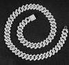 14 MM European and American Hip Hop Full Diamond Rhombus Cuban Chain Men's Necklace