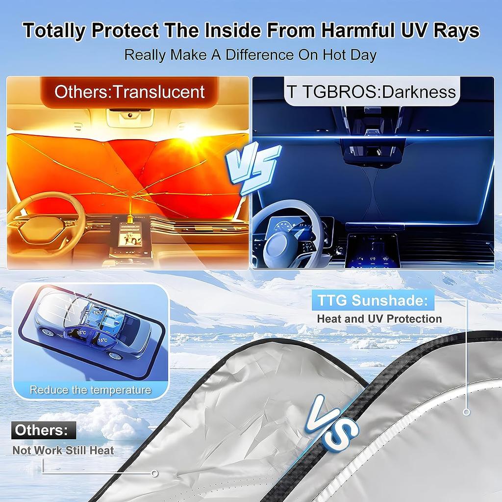 T TGBROS Windshield Sunshade Cover Custom Fit 2015-2018 Bmw X4 Accessories Foldable Visor Reflective Polyester Visor Heat-Proof Sunscreen