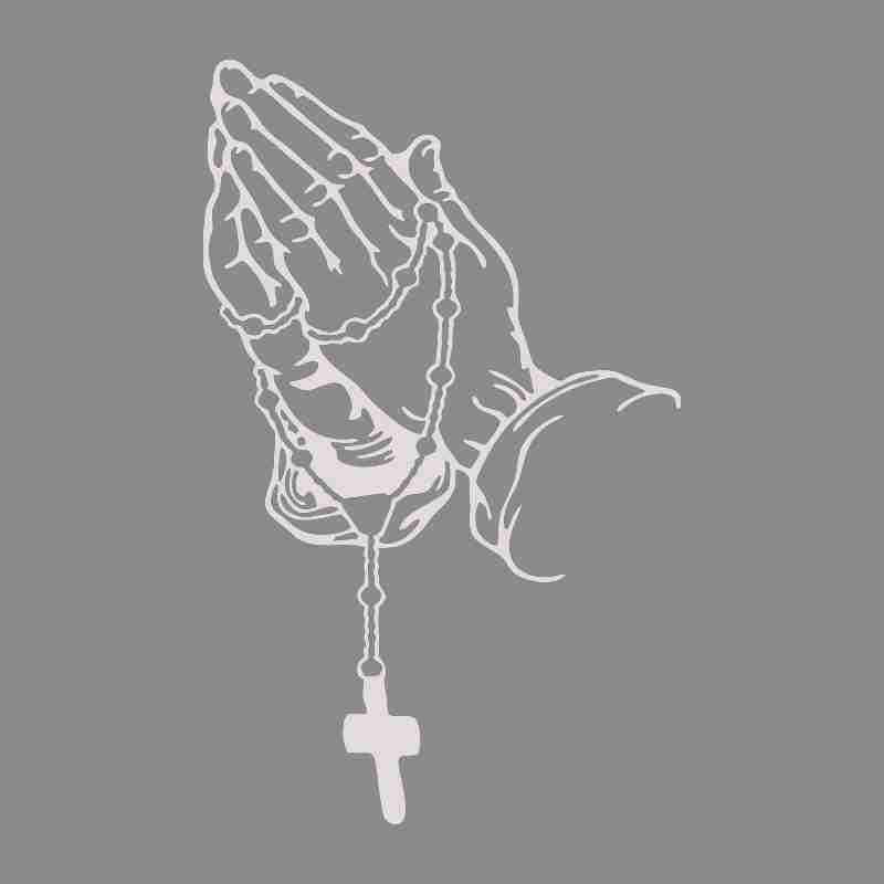 Custom Cross and Rosary Gesture Waterproof Car Decal for Rear Window Decoration