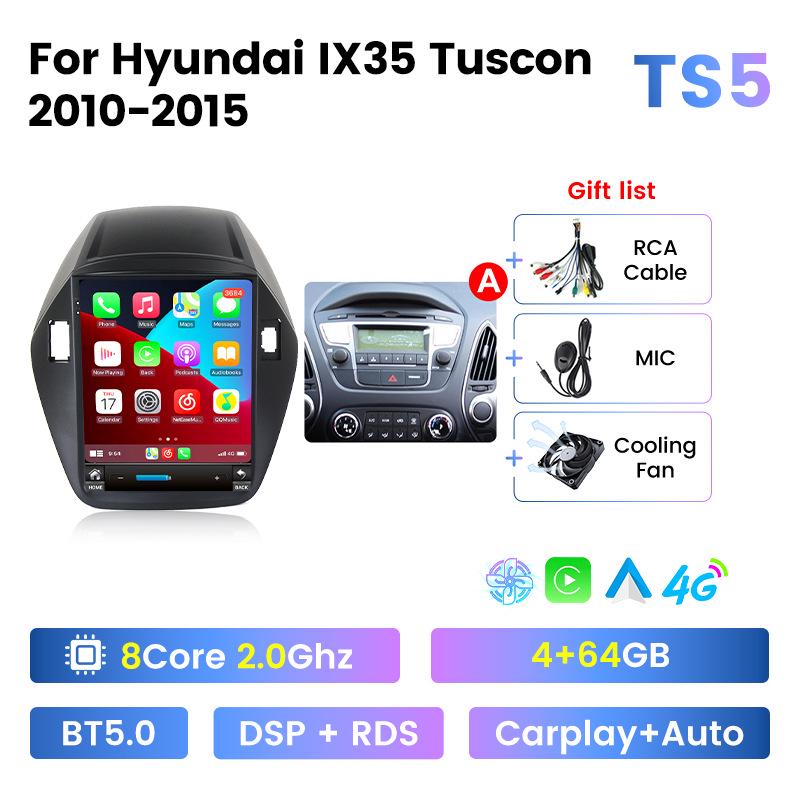 Compatible with 2010-2015 Hyundai IX35 Vertical Screen Android Navigation System for Reverse Imaging.