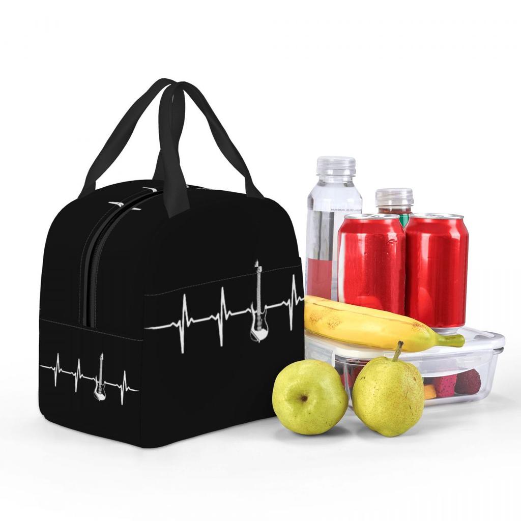 Electric Guitar Heartbeat Insulated Lunch Bag for Women Office Cooler Thermal Food Box Tote Leakproof Lunch Boxes Container