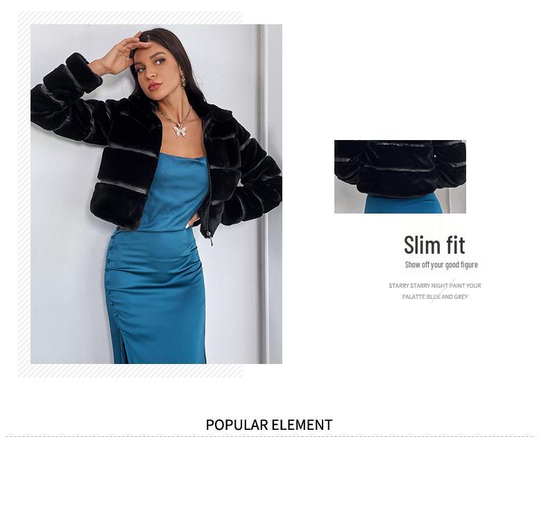 European & American Spliced Rex Rabbit Fur Coat - Women's Trendy Haining Short Style