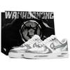 Air Force 1 Kaleidoscope, Light Wing, Shopping Bag Abrasion Resistant Low Top Skateboard Shoes Unisex Silver White CW2288-111(Team1024-S-BOX)