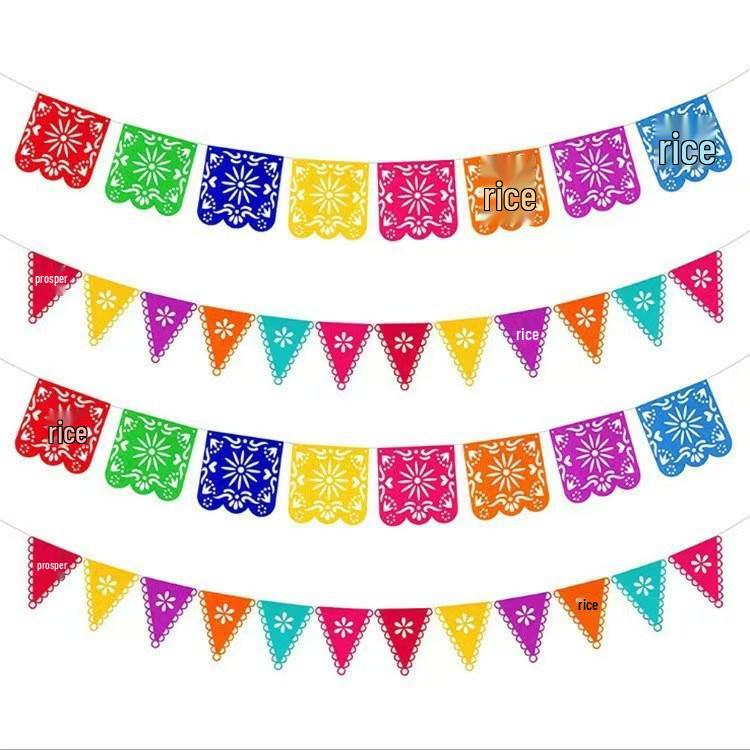 Day of the Dead Colorful Piñata Banner with Mexican Flag Design