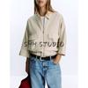 Fall New Women's Clothing Zipper Ornament Linen Blended Tour Safari Jacket Jacket Outwear 3448824 8135734