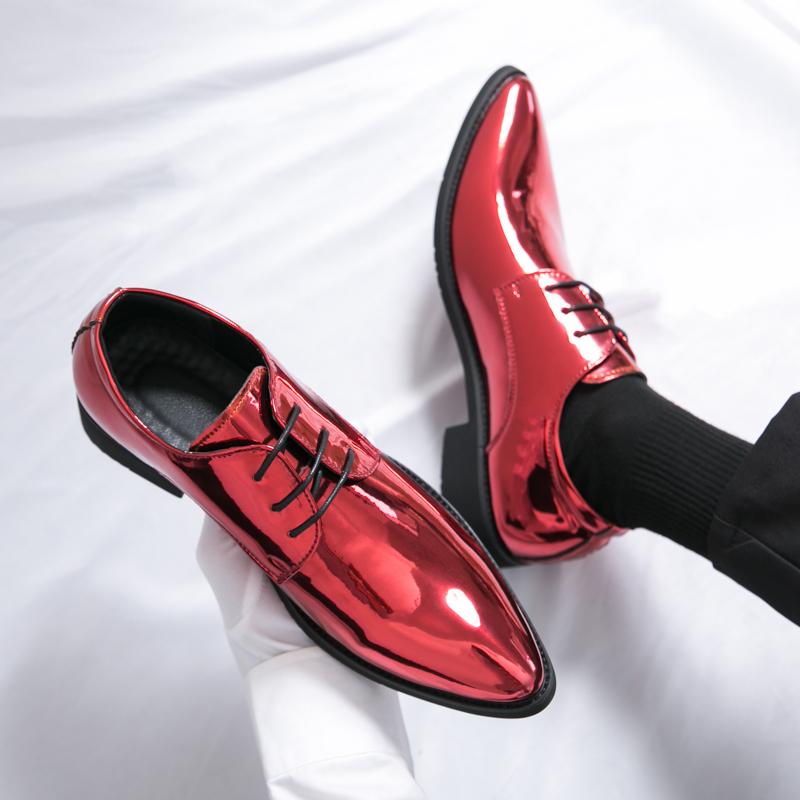 Men Dress Patent Leather Derbys Red Green Blue Gold Color Party Club Shoes Tuxedo Wedding Shoes Plus Size