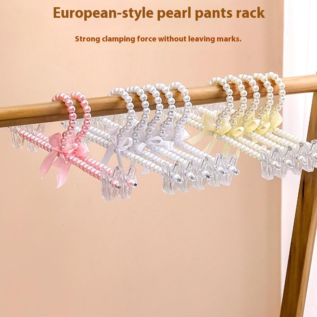 5PCS/SET Elegant Adult Pearl Bowknot Ribbon Dress Coat Hanger Wardrobe Closet Storage Rack Space Saving Clothing Organizer