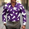 Men's Geometric Triangle Print Dress Shirt Long Sleeve Button Down Casual Slim Fit Business Party Tops For Men