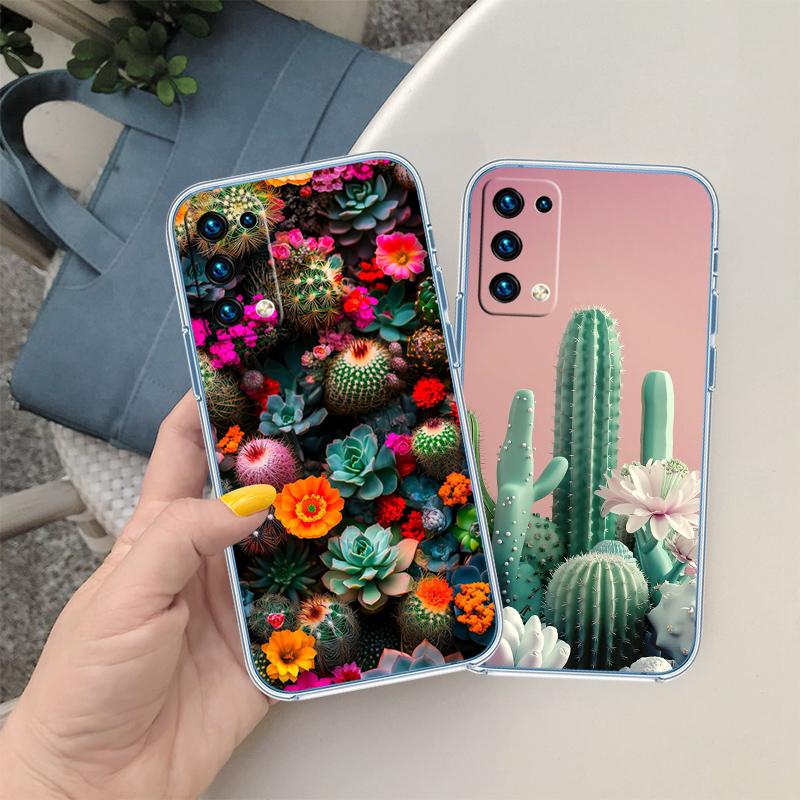 RA33 Watercolour Cacti Succulent Transparent Phone Case for Motorola Moto G7 G8 G9 G84 G85 G73 G24 G15 Z2 Play Power Plus