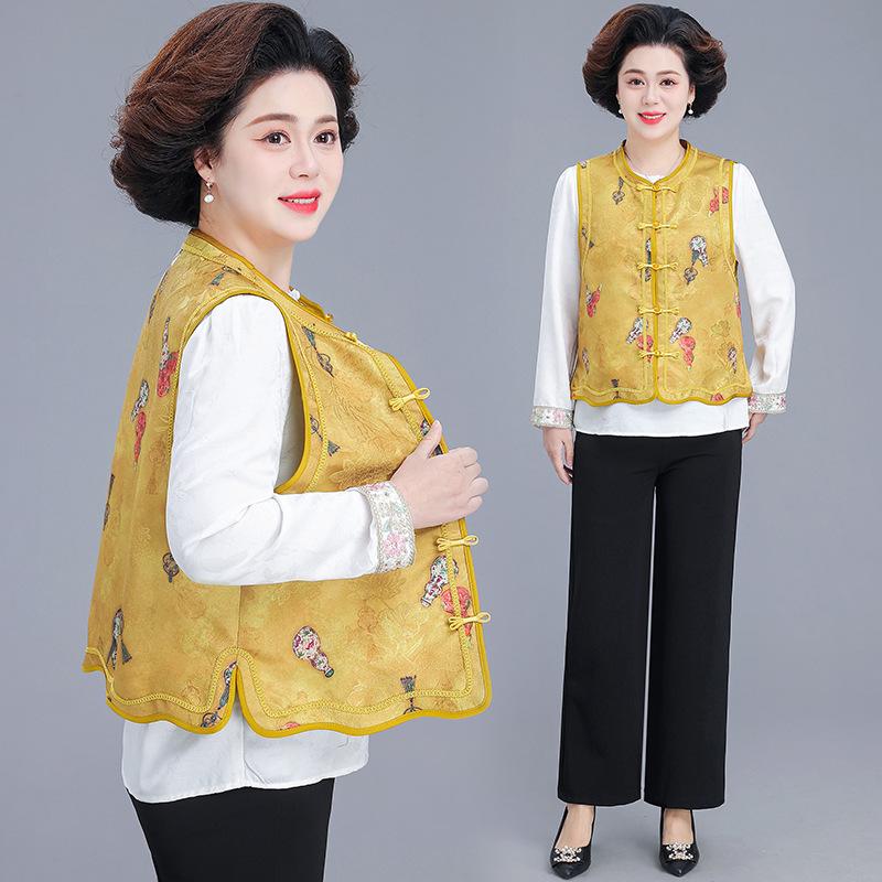 

Chinese Style Petite Spring Vest for Middle-aged Moms - Perfect for Mother s Day L (Below 110 jin)