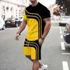 Fashion Casual Vacation Summer Men's Suit 3D Printed Sportswear Short-sleeved Suit Oversized Round Neck T-shirt Shorts 2-piece
