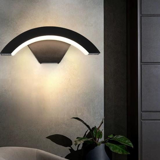Moon-Shaped Wall Light with Motion Sensor 18W 2160LM Waterproof LED Porch Lamp for Garden Patio Garage Modern Exterior Lighting for House