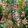 12Pcs Christmas Wooden Pendants Gingerbread Man Santa Claus Xmas Tree Hanging Ornaments Home Party Christmas Decor New Year Gift
