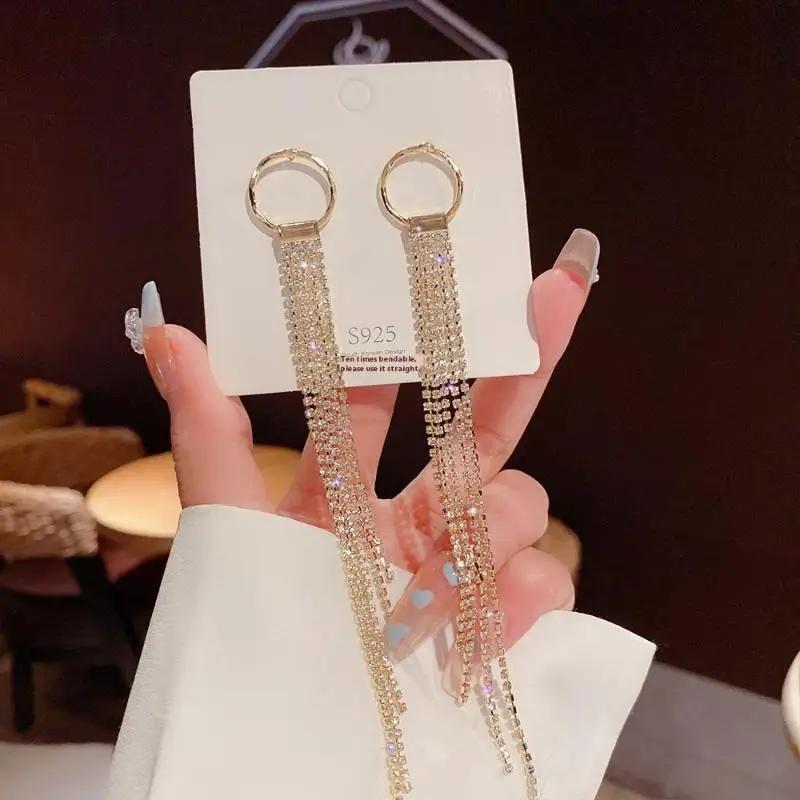 1 Pair Dangle Earrings Bowknot Shape Shining Rhinestones Lady Earrings Heart Imitation Pearls Tassel Jewelry Accessory