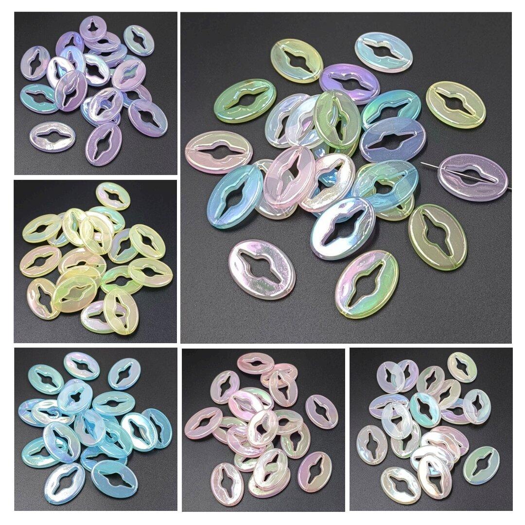 

Bracelet Necklace Materials Acrylic Oval Flat Beads Hollow Hairpin Making UV Dazzling 10pcs DIY Jelly Color Handmade Accessories