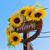 Sunflowers Wreath with Welcome for Front Door Christmas Wreath for Farmhouse Outdoor Garden Wedding Decorations
