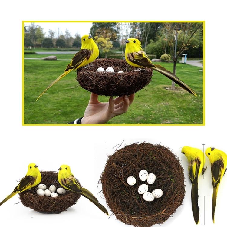 Realistic Rattan Birdhouse Set Containing Foam Bird Figure And Eggs For Garden Parties Photo Backdrops Home Decoration