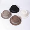 Meier Huaqiao, French autumn and winter concave top flat edge woolen top hat, women's small edge British casual hat