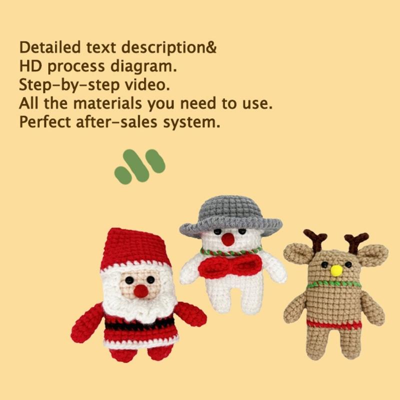 Beginners Crochet Kits DIY Crochet Christmas Kits Including Crochet Hook, Yarn Balls, Needle, Instructions, Accessories