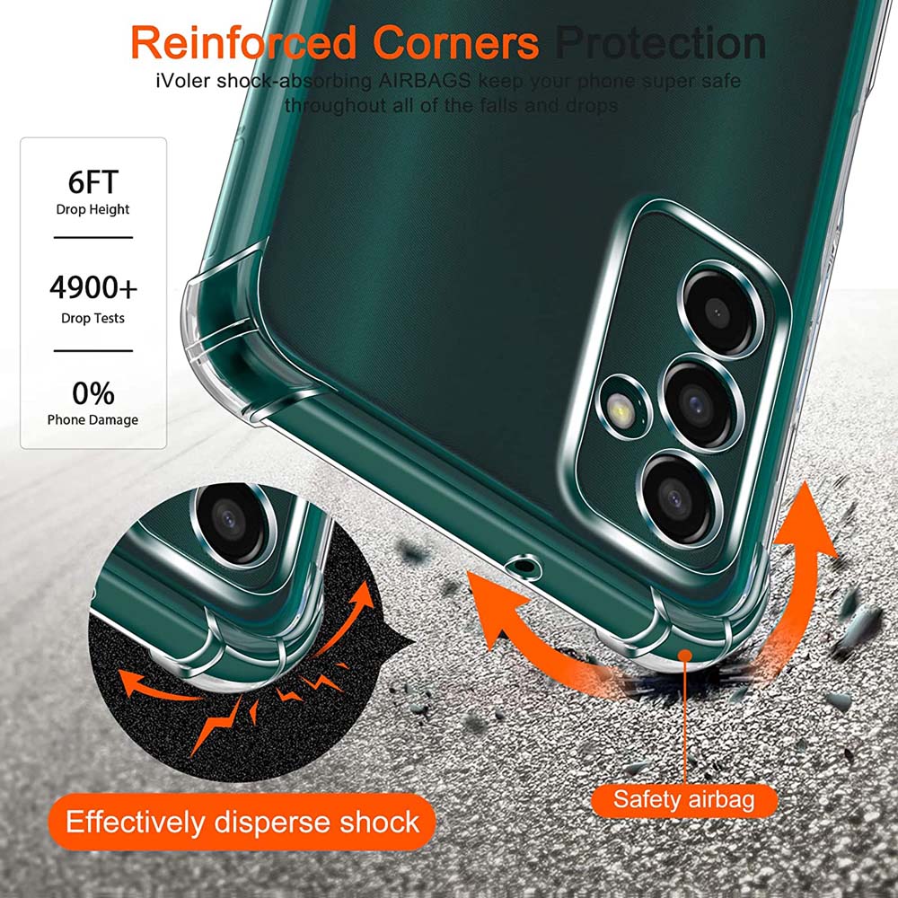 Shockproof Clear Case For Samsung S23 S22 Ultra S21 S20 Fe A14 A24 A34 A54 A13 A23 A33 A53 A12 A22 A32 A52 Thick Shockproof Soft Silicone Phone Cover