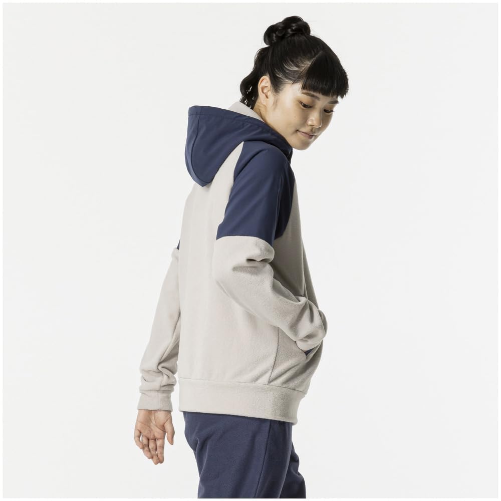 Mizuno Waterproof Fleece and Training Cloud Beige x Pageant Blue Women's Hoodie, Water-Repellent Warm, Wear, 32MCB880,