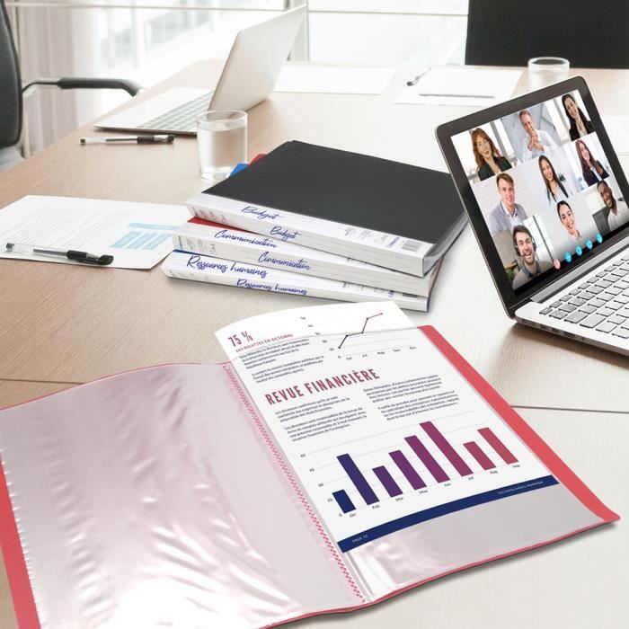 Protège documents - WAYTEX - 931335R - 120 vues - 60 pochettes - Rouge